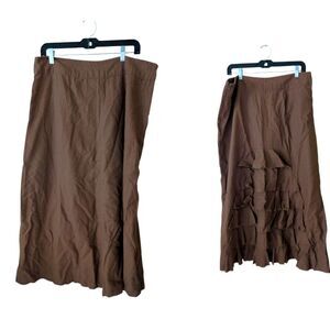 Metrostyle Vintage Western Bustle Pirate Linen Brown Maxi Skirt Size 18